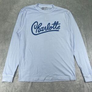 Reworn Charlotte T-Shirt Mens Small Blue City Hood Art Graphic Print Cotton